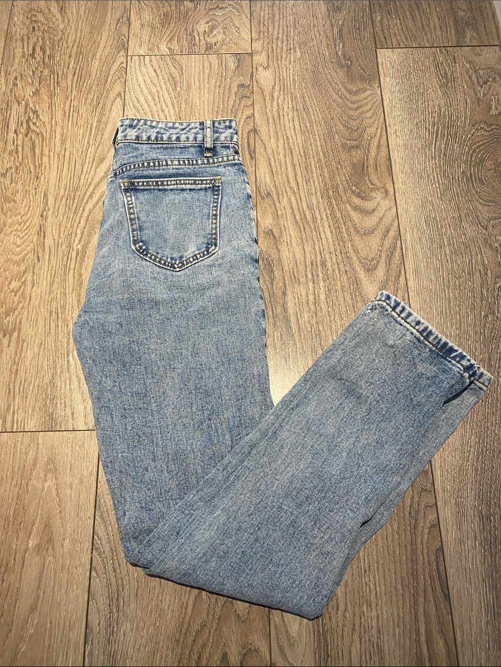 Light Blue Straight Leg High-Waist Jeans